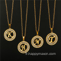 Bijoux de mode 18 kgold plaqués creux en alphabet rond alphabet